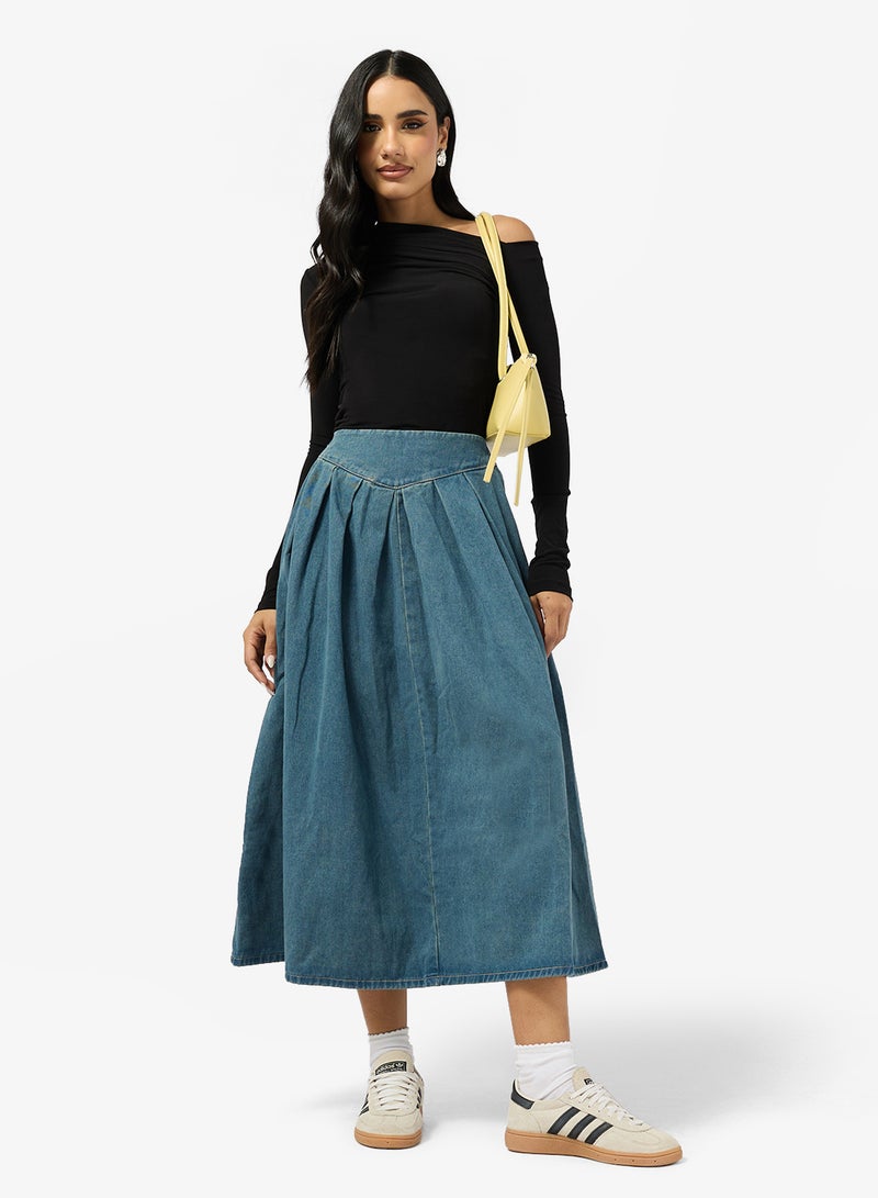 Ginger Denim A Line Maxi Skirt - Image 4